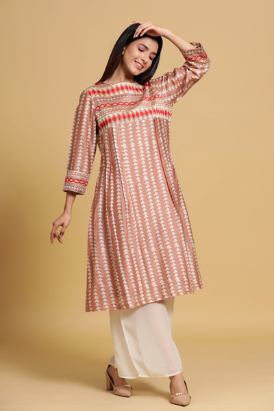 Amaranth pink box pleat tunic