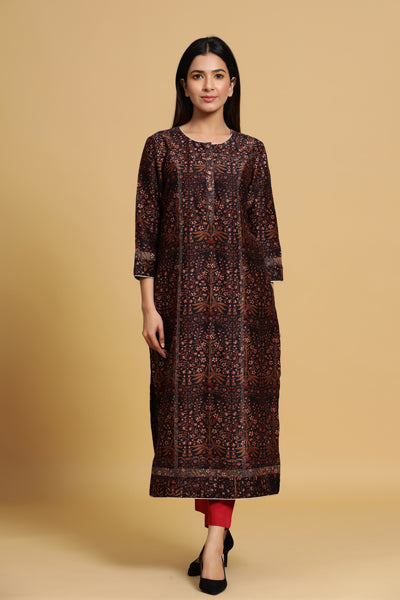 Black mughal classic kurta