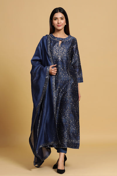 Indigo mughal staright kurta