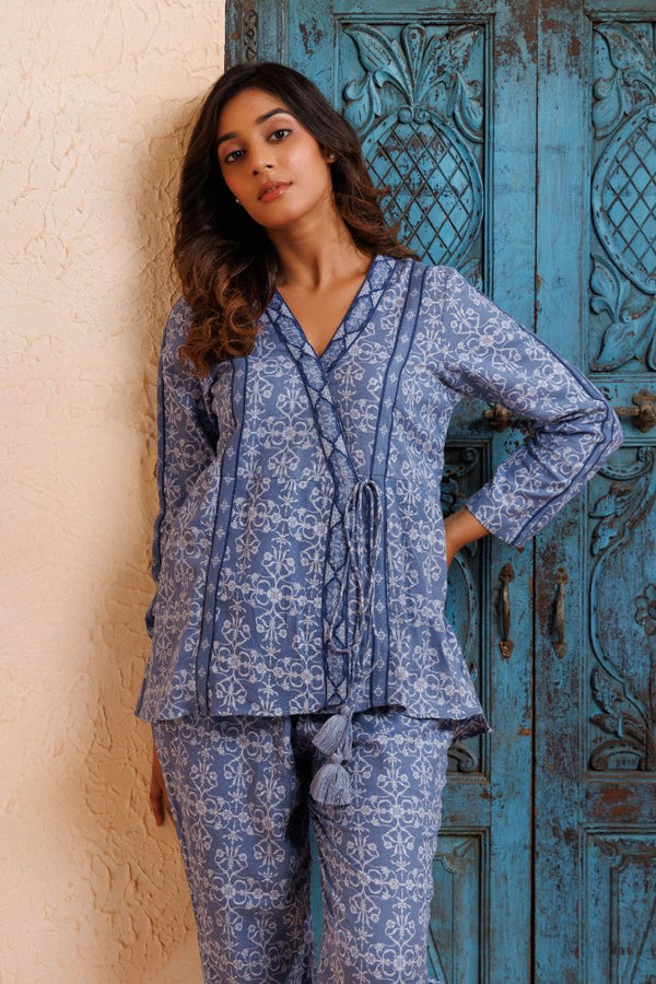 Ajrakh Blue Co-ord Set