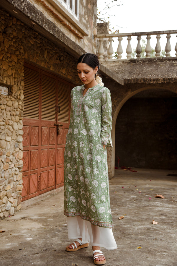 Sage Green bloom kurta