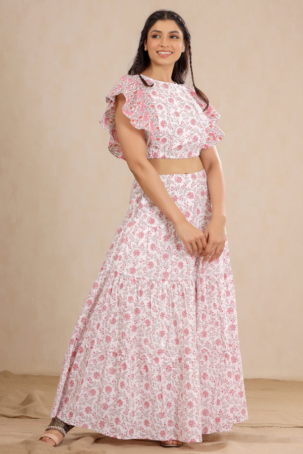 Rosefinch top and tier skirt set